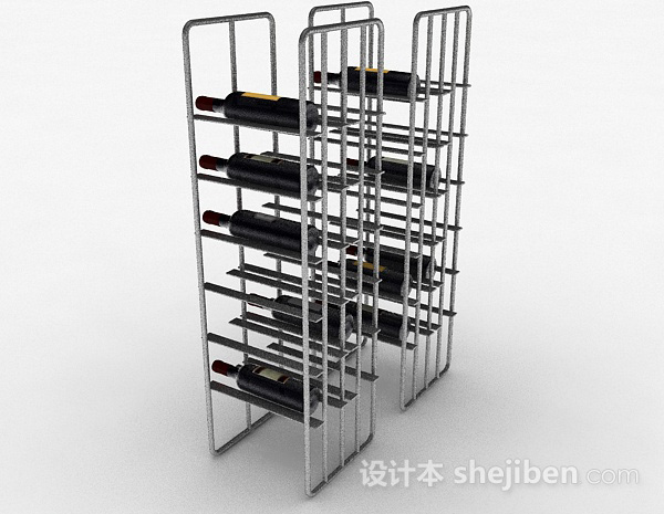 设计本灰色金属红酒架3d模型下载