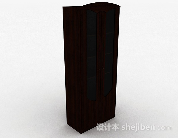 棕色木质双门多层展示柜
