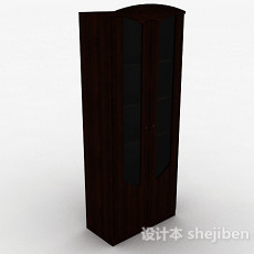 棕色木质双门多层展示柜3d模型下载