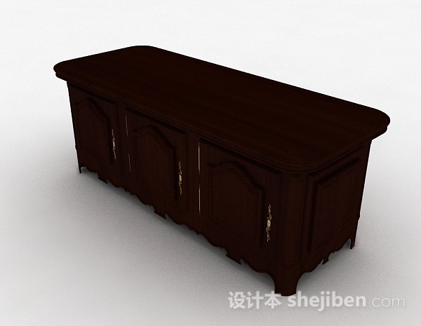 欧式风格棕色欧式风格木质储物柜3d模型下载