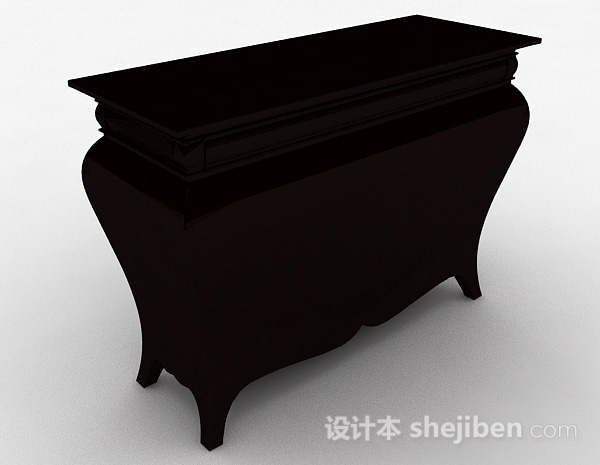 设计本欧式黑色木质客厅储物柜3d模型下载