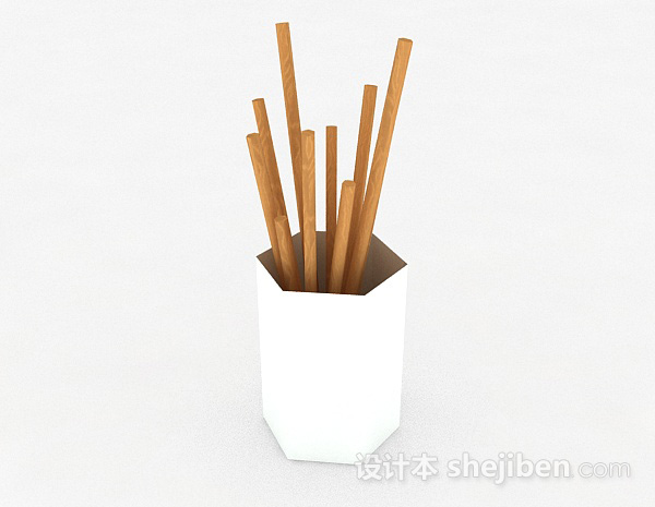 纯白色筷子篓3d模型下载