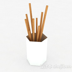 纯白色筷子篓3d模型下载