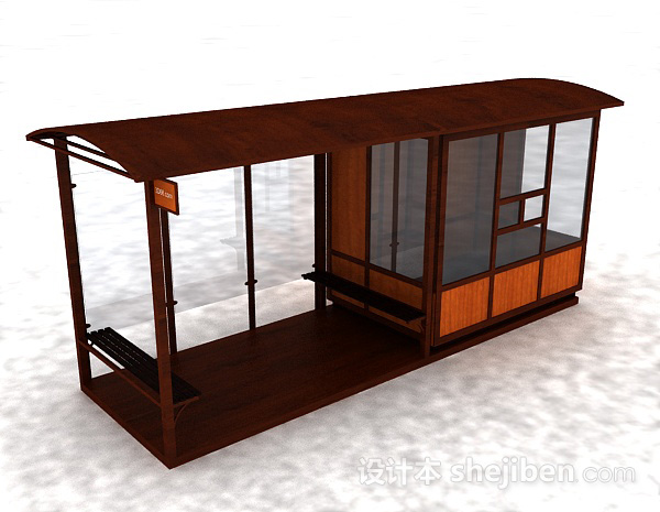 棕色木质售卖亭3d模型下载