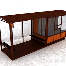 棕色木质售卖亭3d模型下载