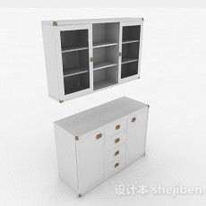 白色家居储物柜3d模型下载