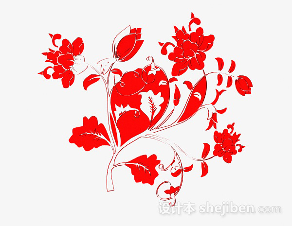 红色花卉图案壁纸