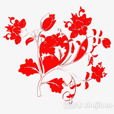 红色花卉图案壁纸3d模型下载