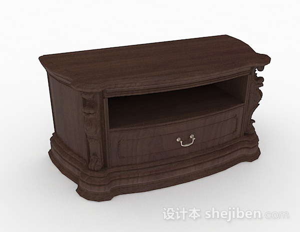 棕色实木床头柜
