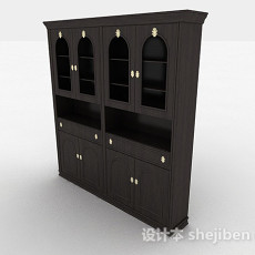 黑色木质家居柜子3d模型下载