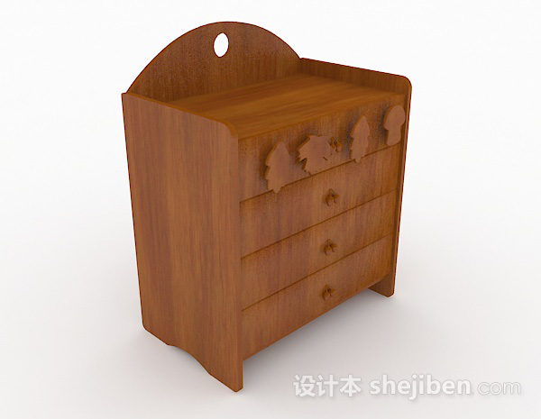 木质简约床头柜3d模型下载