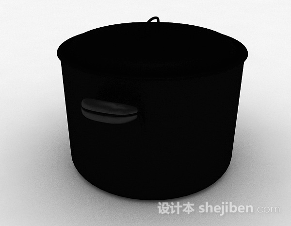 现代风格黑色金属锅3d模型下载