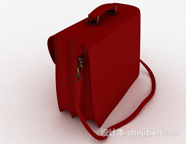 设计本红色单肩包3d模型下载