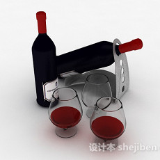 黑色瓶子包装红酒3d模型下载