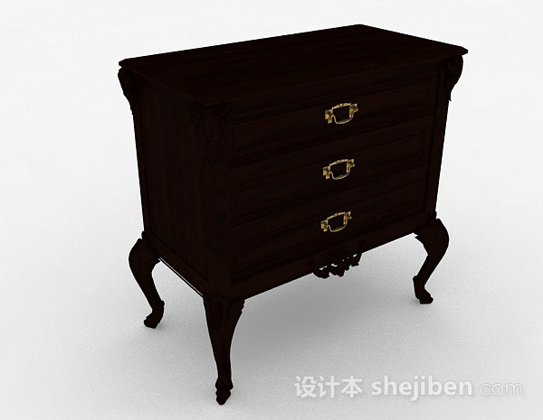 欧式木质床头柜3d模型下载