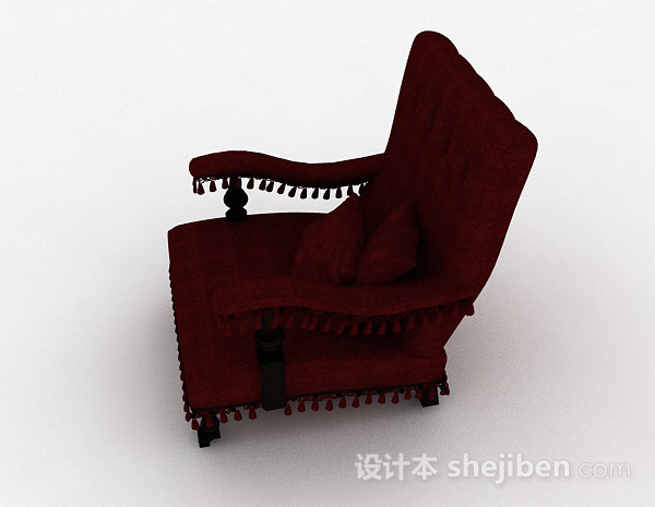 免费红色单人沙发3d模型下载