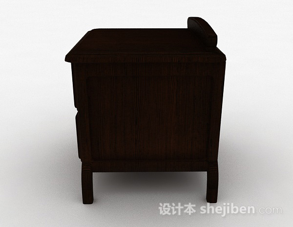 免费棕色木质双层床头柜3d模型下载