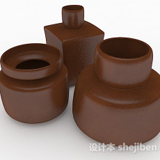 现代风格棕色瓷器瓶3d模型下载