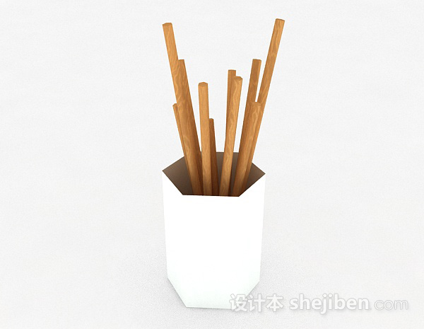 免费纯白色筷子篓3d模型下载