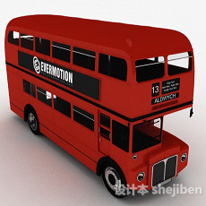 红色双层巴士车3d模型下载