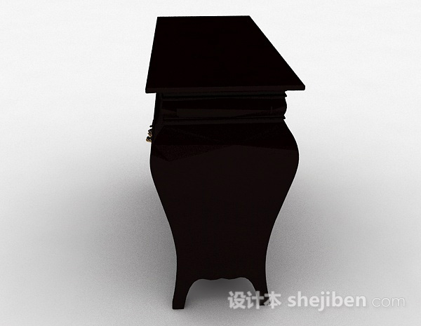 免费欧式黑色木质客厅储物柜3d模型下载