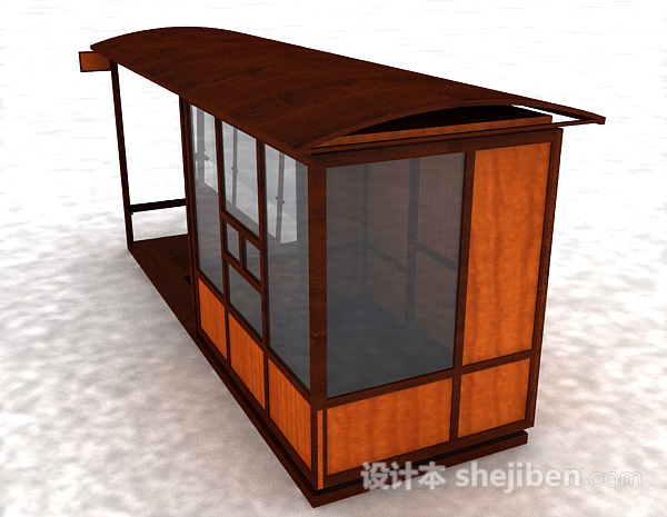 免费棕色木质售卖亭3d模型下载