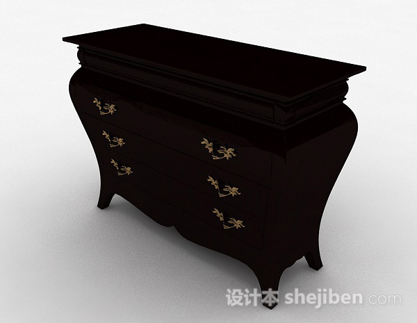 欧式风格欧式黑色木质客厅储物柜3d模型下载