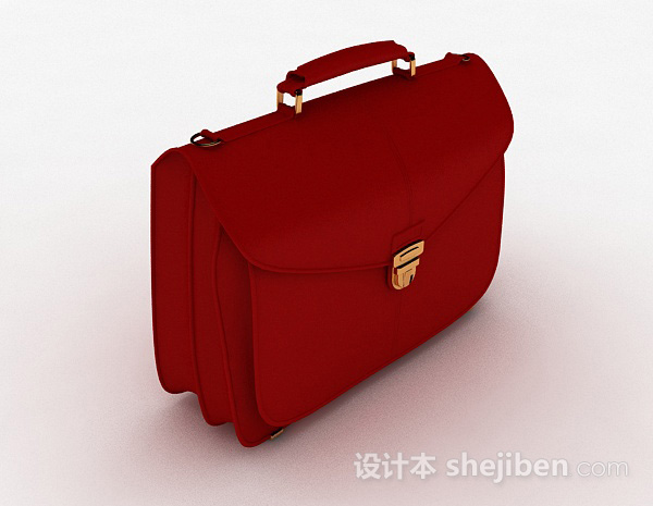 红色皮质手提包3d模型下载