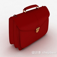 红色皮质手提包3d模型下载