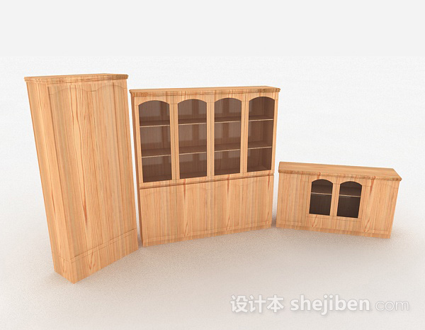 黄色木质家居柜子组合3d模型下载