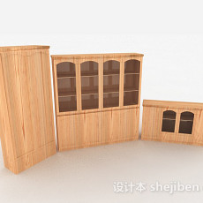 黄色木质家居柜子组合3d模型下载
