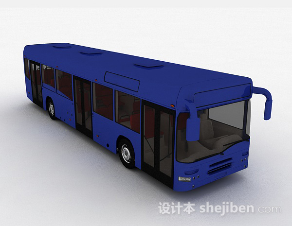 现代风深蓝色巴士车3d模型下载