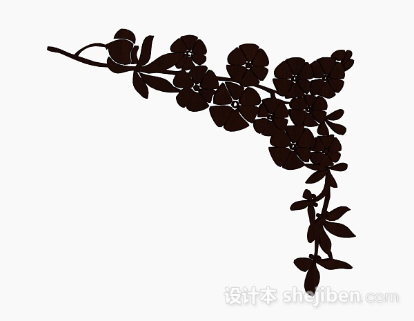 中式风格棕色雕花模型