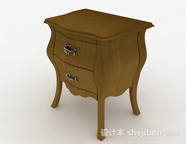 欧式风格欧式棕色床头柜3d模型下载