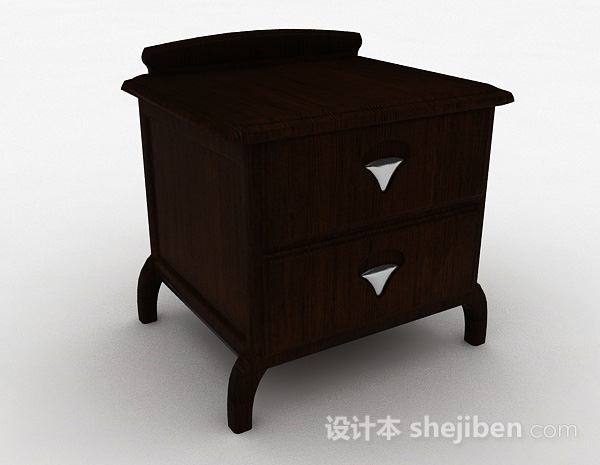 棕色木质双层床头柜3d模型下载