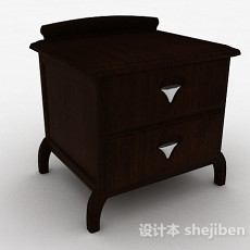 棕色木质双层床头柜3d模型下载