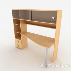 黄色木质书桌柜组合3d模型下载