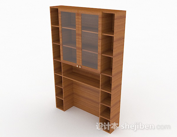免费简约木质家居书柜3d模型下载