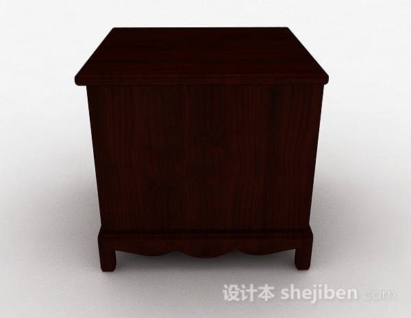 免费现代风格棕色三层床头柜3d模型下载