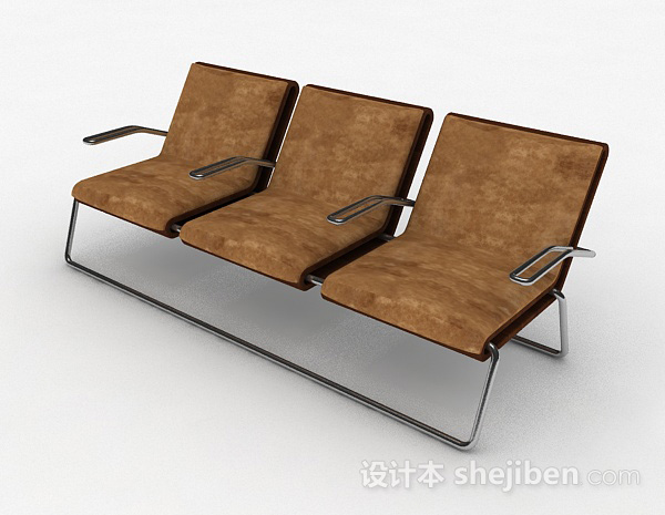 免费棕色公共休闲椅子3d模型下载