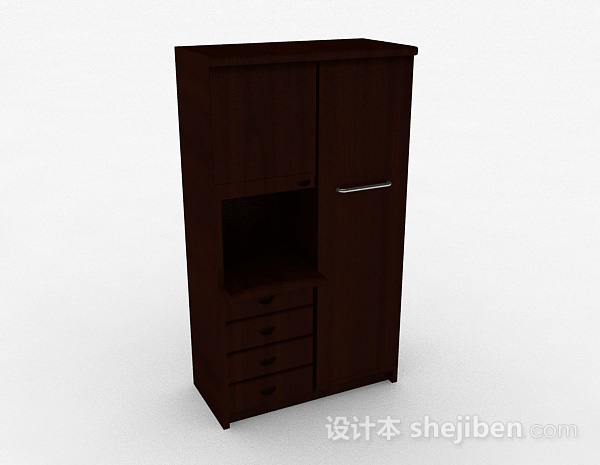 棕色立体卧室衣柜3d模型下载