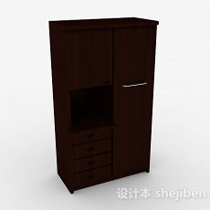 棕色立体卧室衣柜3d模型下载