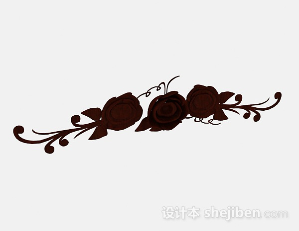 红色玫瑰花装饰3d模型下载