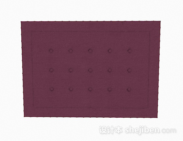 欧式风格紫色床头软包3d模型下载