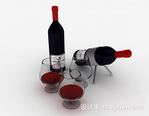 现代风格红酒3d模型下载