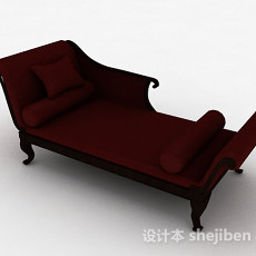 欧式红色沙发躺椅3d模型下载