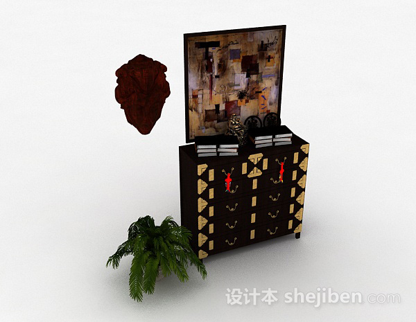 中式家居柜子3d模型下载