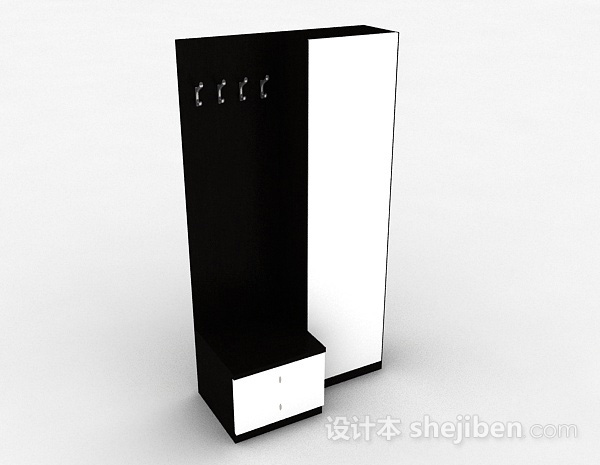 黑白双色卧室衣柜3d模型下载