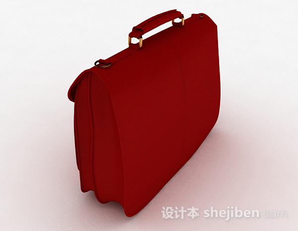 设计本红色皮质手提包3d模型下载