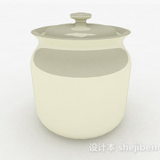 现代风格纯白陶瓷瓦罐3d模型下载